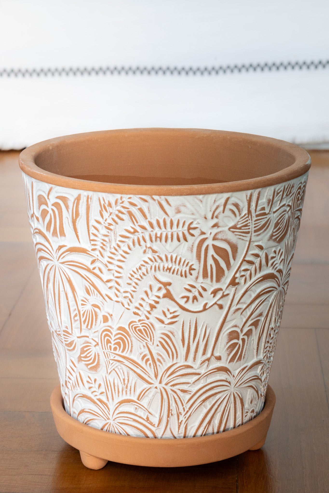 Palm Frond Terracotta Pot